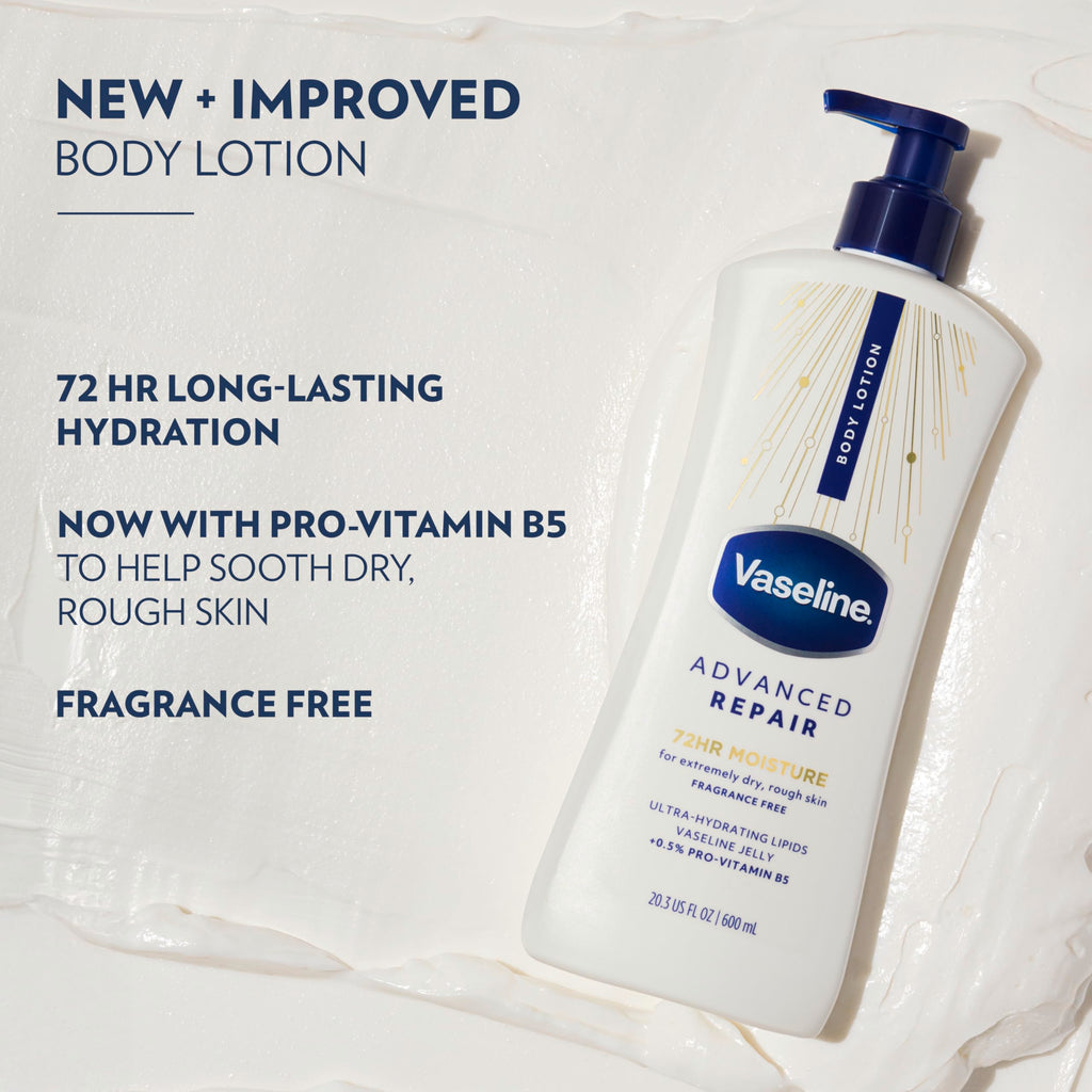 Vaseline Advanced Repair Body Lotion for Dry Skin, Unscented 20.3oz 3ct