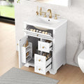 Harper & Bright Designs 24" Bathroom Vanity with Sink, Free Standing Bathroom Vanity Set with Flip Drawer, 2 Drawers, and Storage Rack, Wood Storage Cabinet with Ceramic Basin for Bathroom, White
