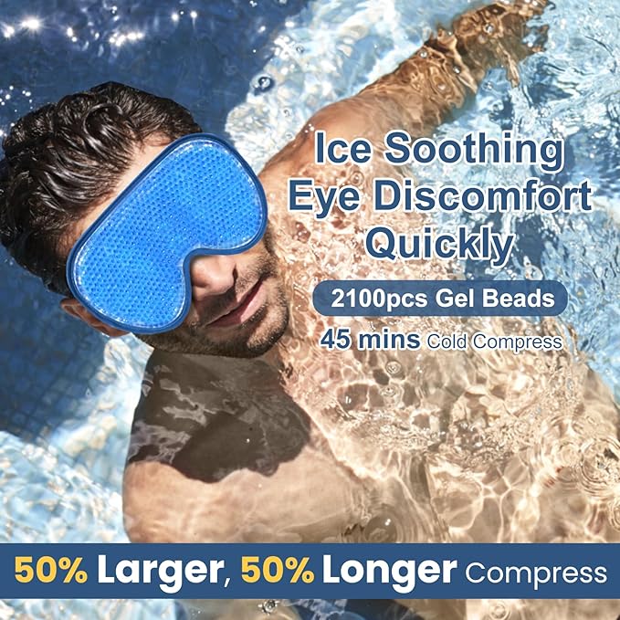 BeeVines Cooling Eye Mask, 2 Pack XL Jumbo Size Freezer Gel Eye Masks for Puffy Eyes Face, Ice Eye Mask, Cold & Warm Compress, Frozen Ice Pack for Post Eye Surgery & Allergies(Navy Blue)