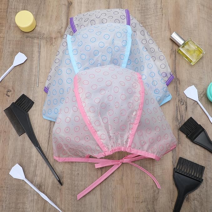 6 Pcs Highlight Cap And Hook Kit Hair Cap For Highlights Multi-Color Hair Highlighting Caps With Hair Dye Brush And Hook Highlight Hair For Home Use Salon Hair Dyeing Hairdressing