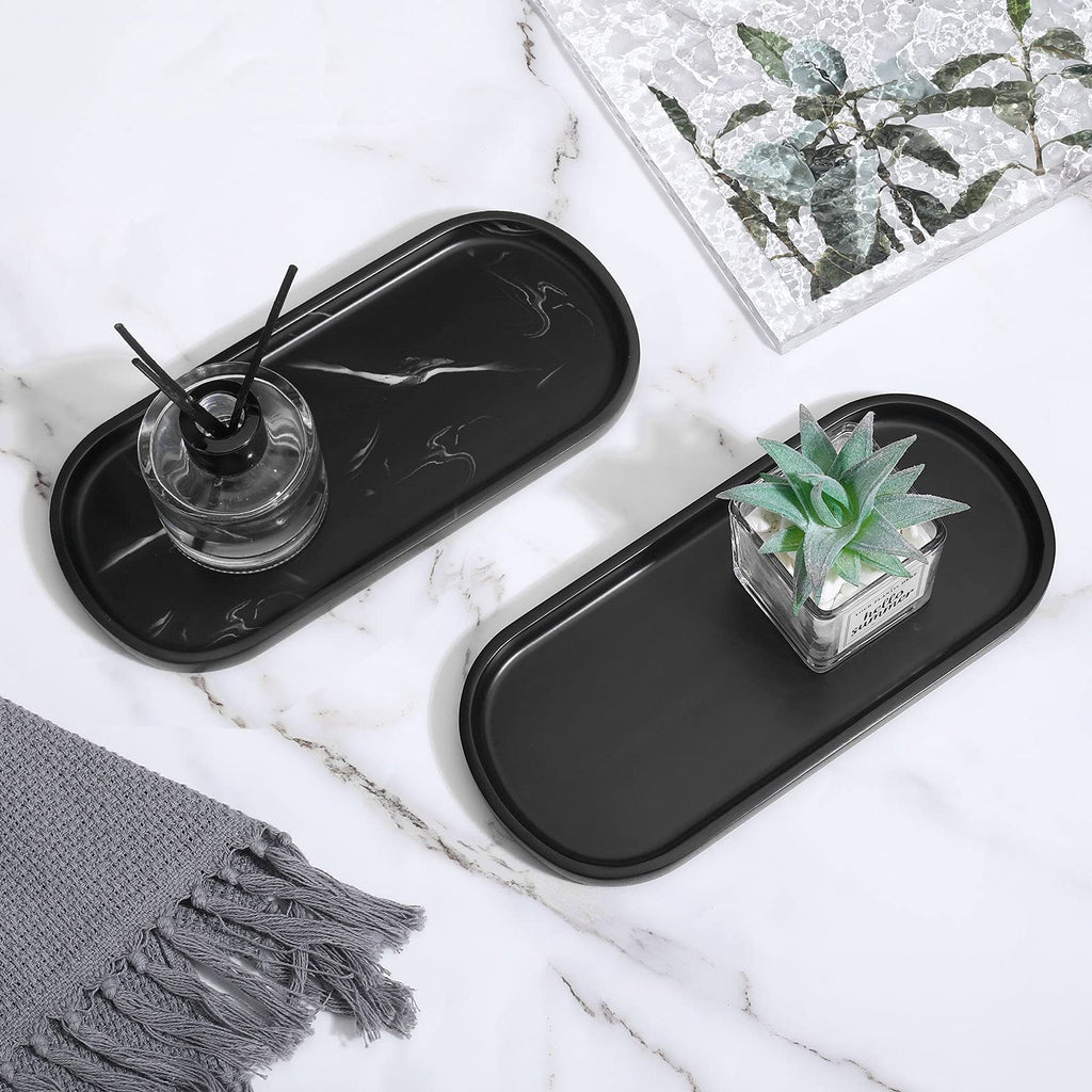 Luxspire 10" Oval Bathroom Tray for Countertop Organizer, Matte Black