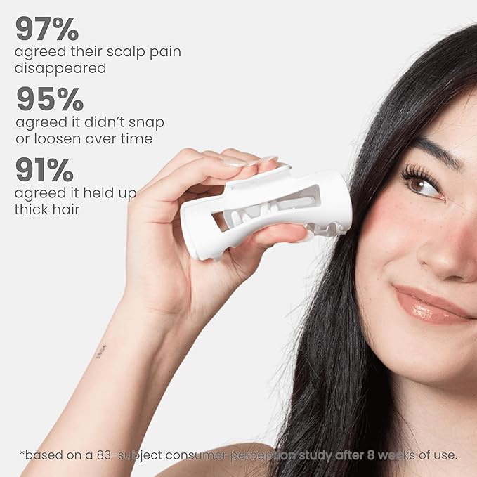 Mello Medium Hair Clip - Flexible Comfort Hair Claw for Women, Strong Hold for Thick & Thin Hair Styling, Durable Material, Matte Non-Slip Finish, Made in Korea, Patent Pending (White, Medium)