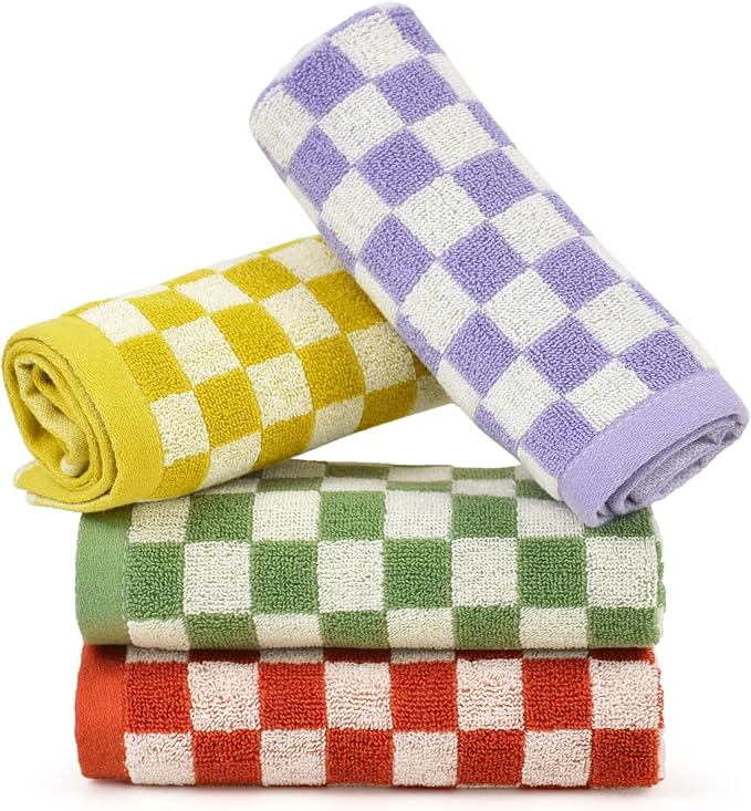 Jacquotha Wash Cloths Checkered 4 Pack 4 Colors