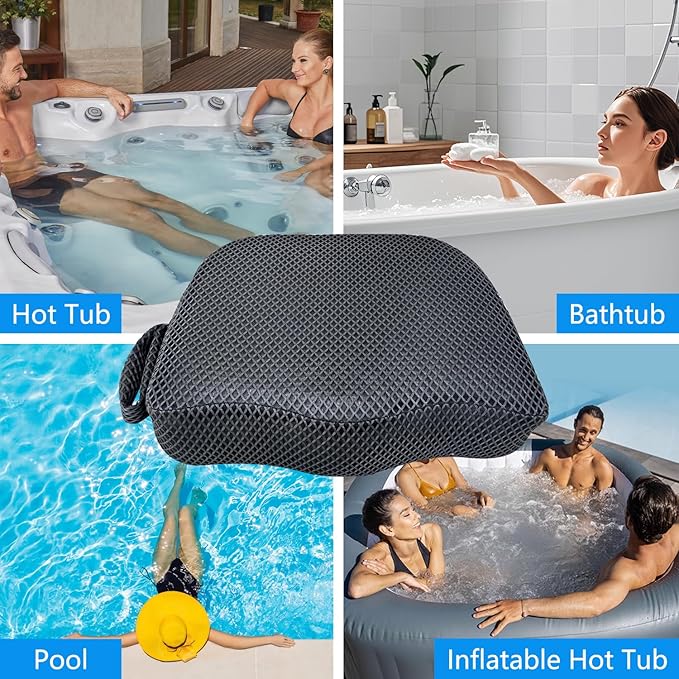 REEZEIVI Hot Tub Booster Seat for Adults,5 Inch Thick SPA Cushion,Weighted Hot Tub Cushion with Non-Slip Bottom,Quick Dry Spa seat,Washable 3D Mesh,Inflatable Hot Tub,Pool, Bathtub(Grey Green)