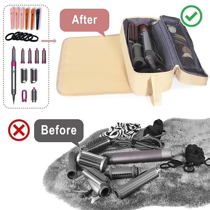 FAMOPLAY Hair Tools Travel Bag with Heat Resistant Pad, Portable Hair Tools Storage for Hair Straighteners, Curling Iron and Hair Care Accessories, Traveling Essentials for Women