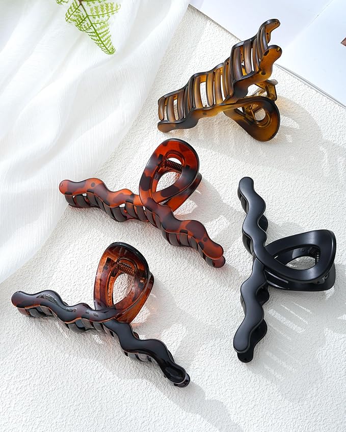 HOKEMP 4 Pack Large Claw Clips for Women Thick hair - 5.12 Inch Hair Claw Clips Non-slip Hair Clips with 360° U-Shaped Spring Strong Hold Hair Clips for Long Curly Hair (Color 2)