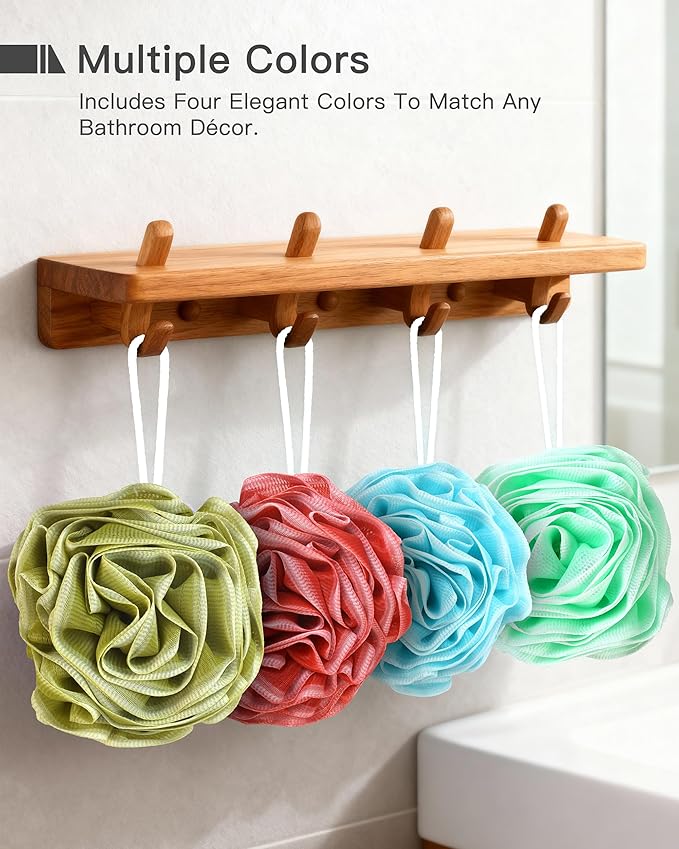 Loofah Sponge 70g, 4 Pack Large Flower Exfoliating Bath Sponge