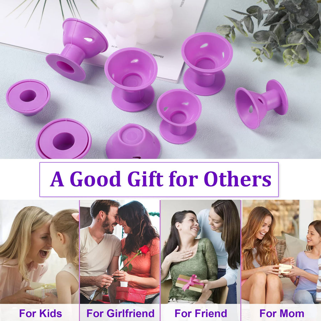 JANYUN 40Pcs Purple Hair Rollers,Silicone Heatless Curlers for Women Girl