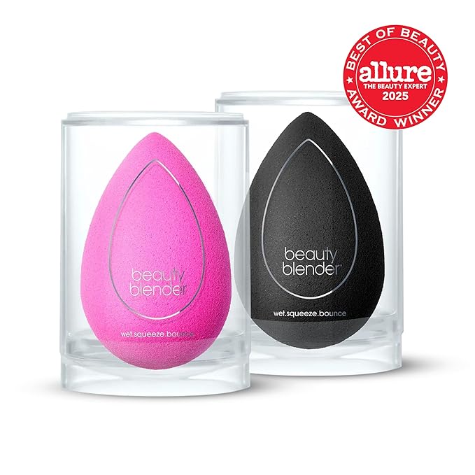 Beautyblender Original Pink & Pro Black Makeup Sponges | Super-Soft Blending Foam for Foundations, Powders & Cream | Reusable & Washable, Vegan & Cruelty Free, Streak-Free Finish - Pack of 2