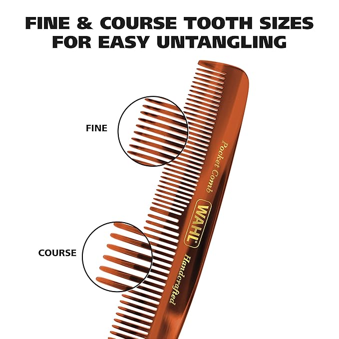 Wahl Handcrafted Beard, Mustache & Hair Pocket Comb for Men's Grooming