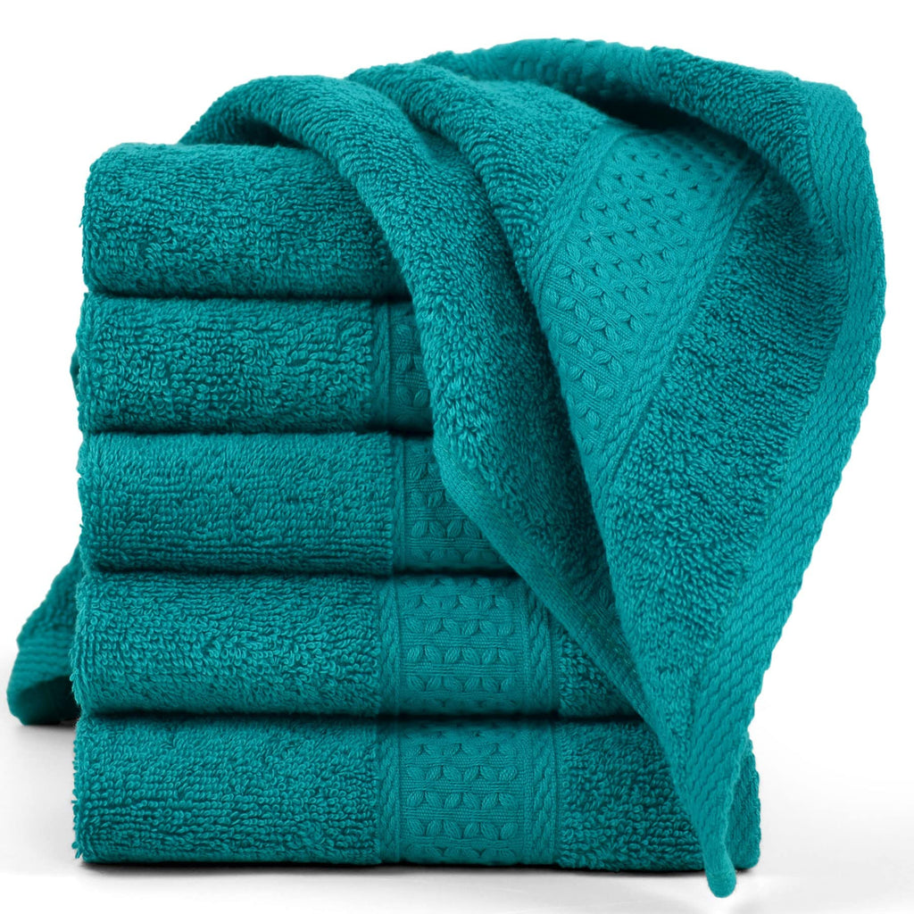 Cleanbear Wash Cloths Turquoise Washcloths for Body - Cotton, 13” x 13”