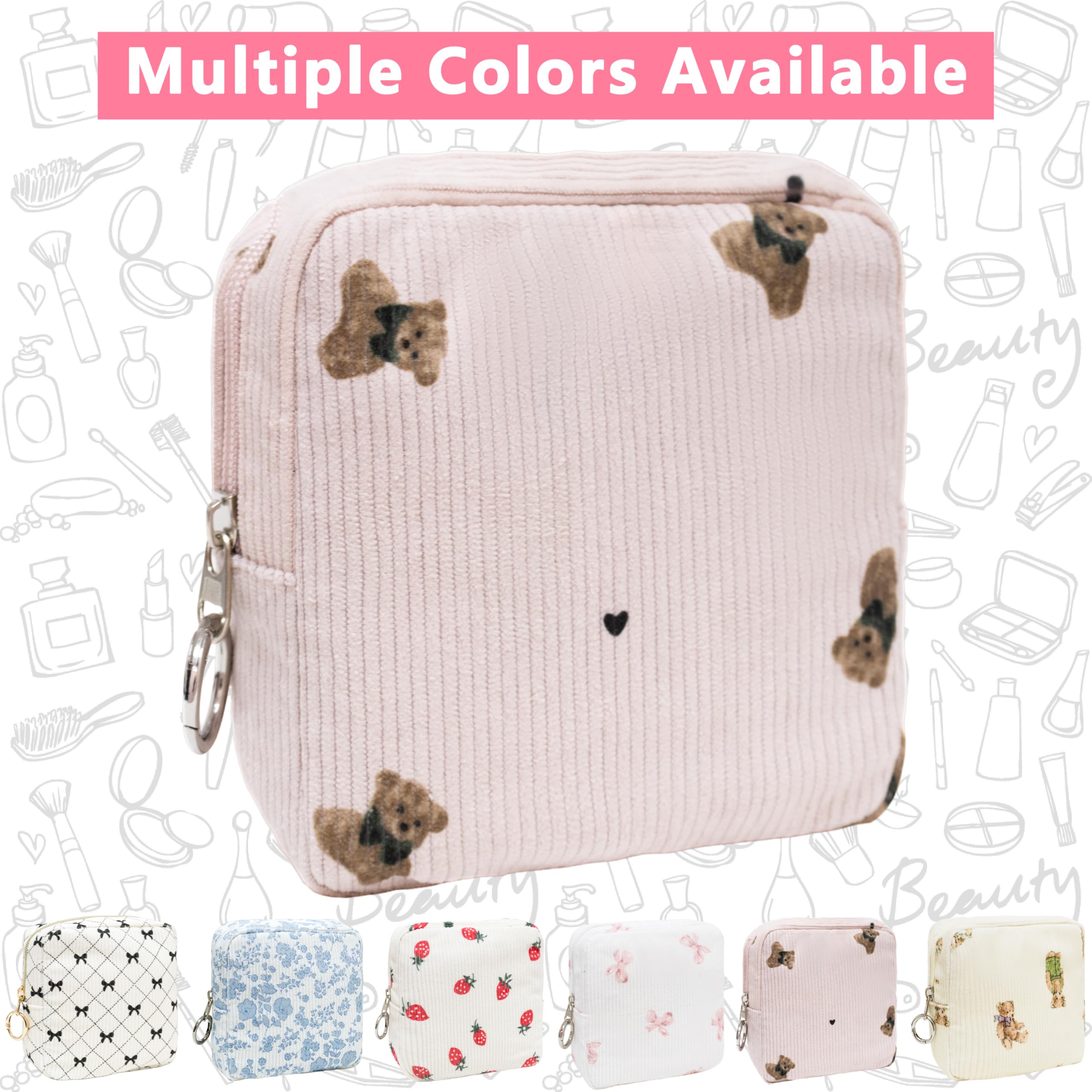 CasaRovela Period Bag for Girls, Corduroy Sanitary Napkin Storage Bag