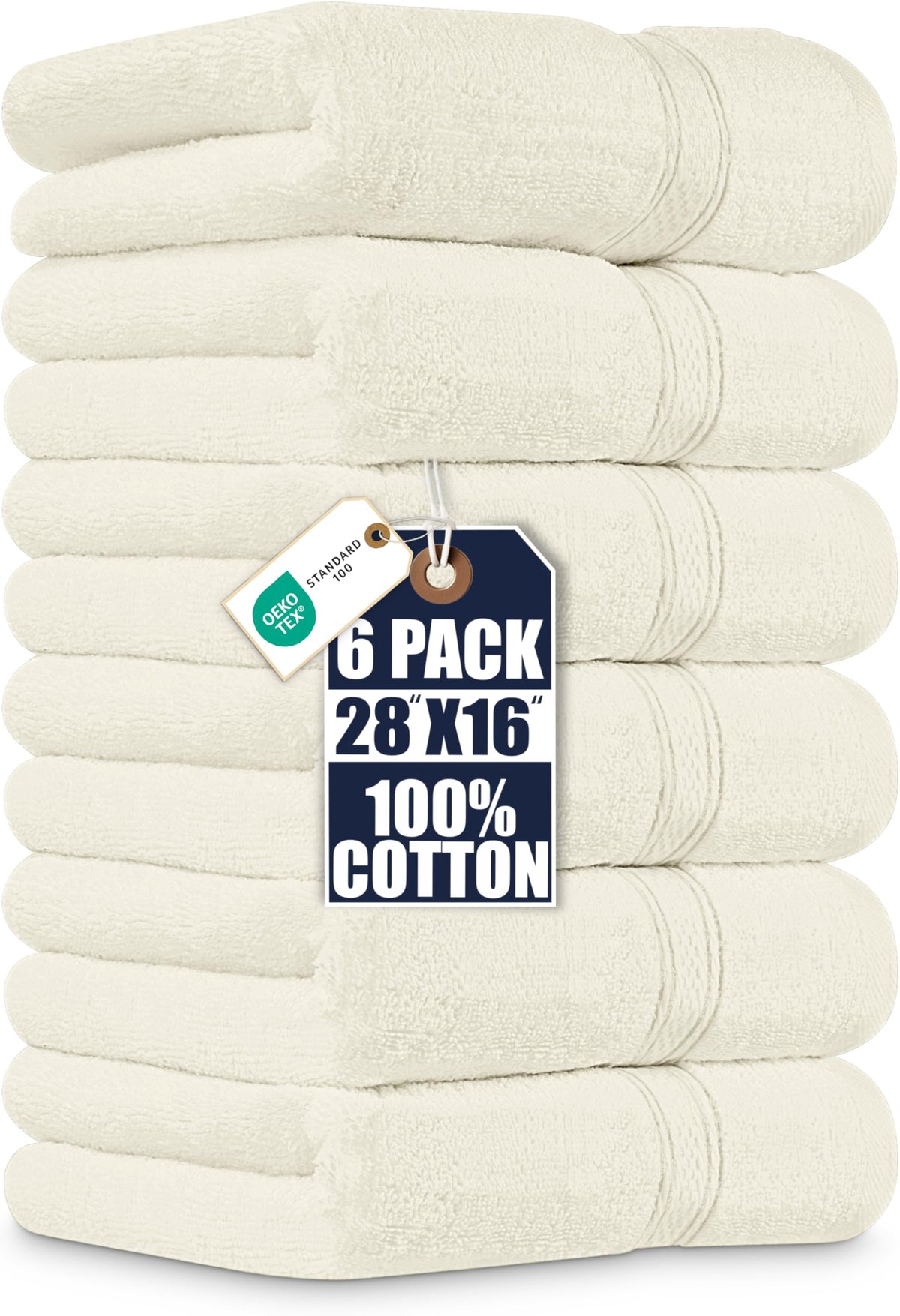 Utopia Towels 6 Pack Premium Hand Towels, 16x28 in, 600 GSM Cotton, White