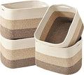 ICERZCZ Storage Baskets for Organizing & Shelves, Woven Cotton Rope Organization Bins for Dog Toys, Clothes, Books, Nursery Organizer, 15"Lx11"Wx9.5"H, (4 Packs) Gradient Brown