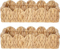 Wicker Bathroom Basket Tray Organizer w/Scalloped for Toilet Paper, 2PCS Rattan Decorative Basket for Bathroom Decor, Farmhouse Home Decor, Living Room and More, Natural Water Hyacinth