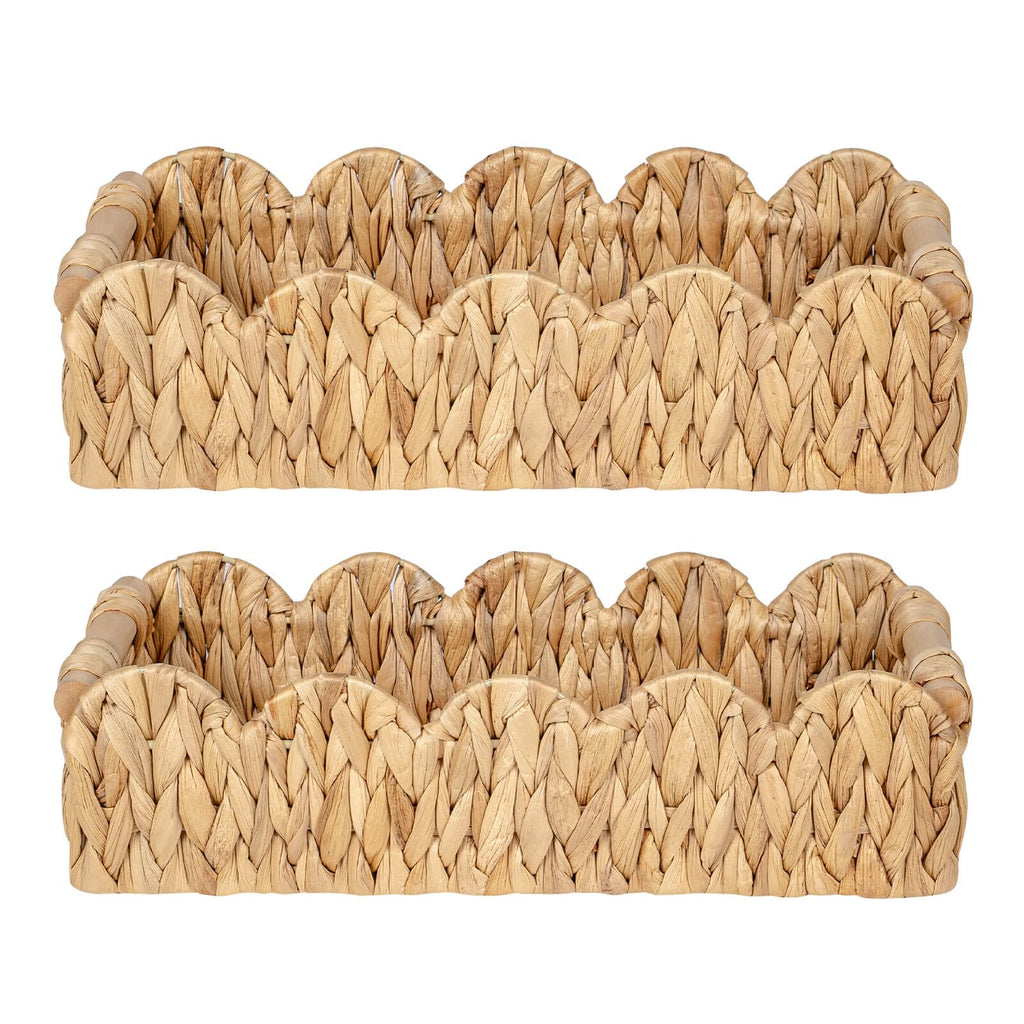 Kriitools Wicker Bathroom Basket 2PK Organizer w/Scalloped for Toilet Paper