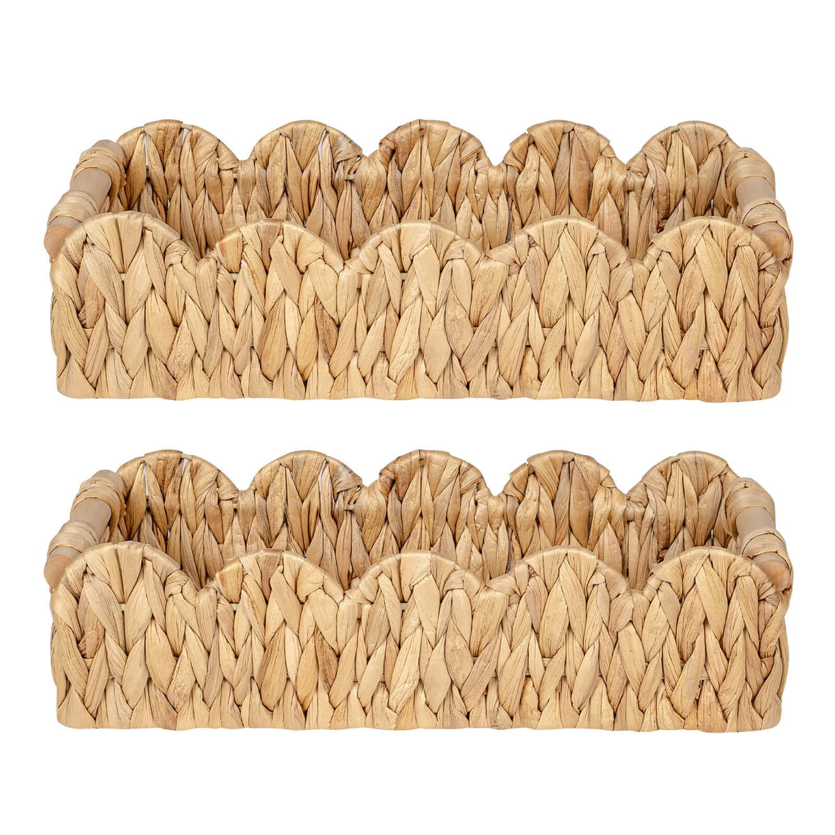 Kriitools Wicker Bathroom Basket 2PK Organizer w/Scalloped for Toilet Paper