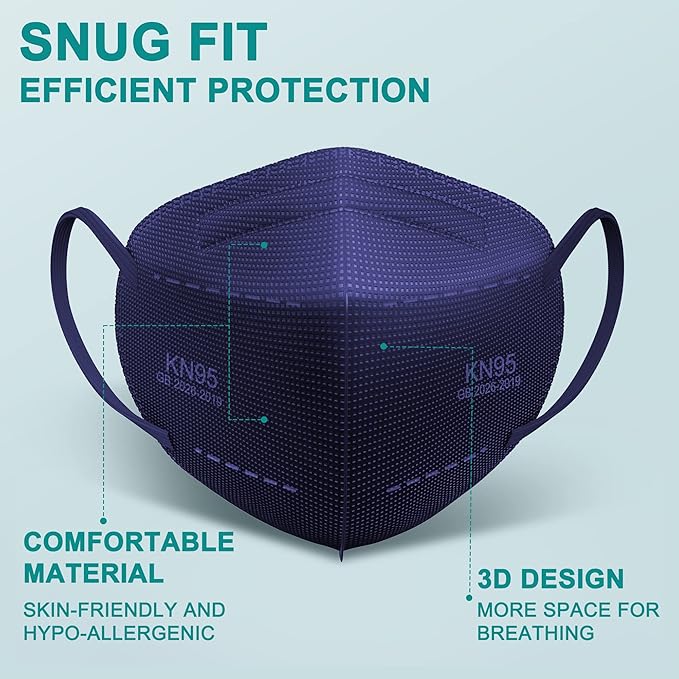 TOPMAX KN95 Face Masks 50 Pack 5-Ply Breathable Filter Efficiency≥95% Protective Cup Dust Disposable Masks Multicolor