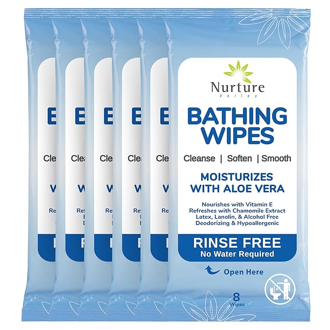 Nurture Rinse Free Bathing Disposable Adult w/Aloe Waterless Care -48 Wipes