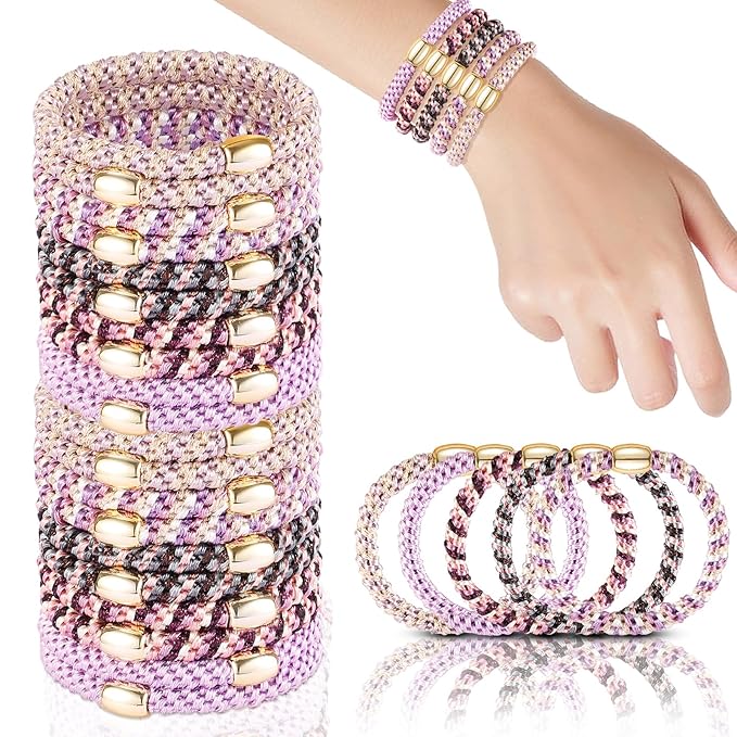 FORENEE Hair Ties No Damage - 20PCS Ponytail Holders - Elastic Hair Ties for Thick Hair - Braided Hair Bands for Women Girls's Hair - Violet