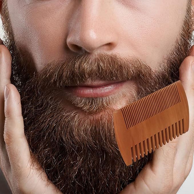 Fan Wu Beard Brush & Wood Comb Set with Velvet Travel Pouch – Natural Boar Bristle Grooming Kit, Anti-Static, No Shedding (Unlike Metal/Plastic Kits) for Beard, Mustache & Hair – Gift for Men