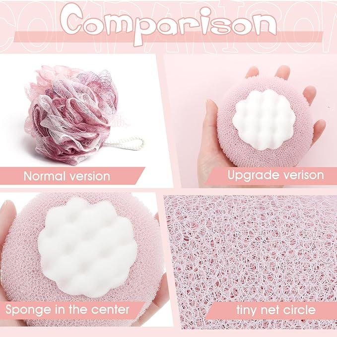 Ptwola Soft Sunflower Suction Cup Bath Ball, Exfoliating Mesh Bath Sponge
