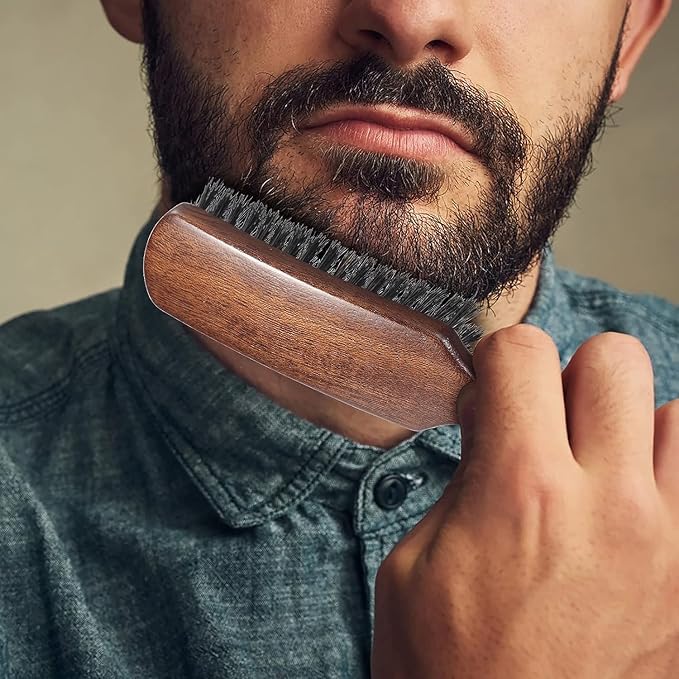 Lorsex Hair brush for Men, Boar Bristles Slick Back Hair Brush for Fine Thin Medium Hair, Nature Boar Hairbrush for Beard Styling