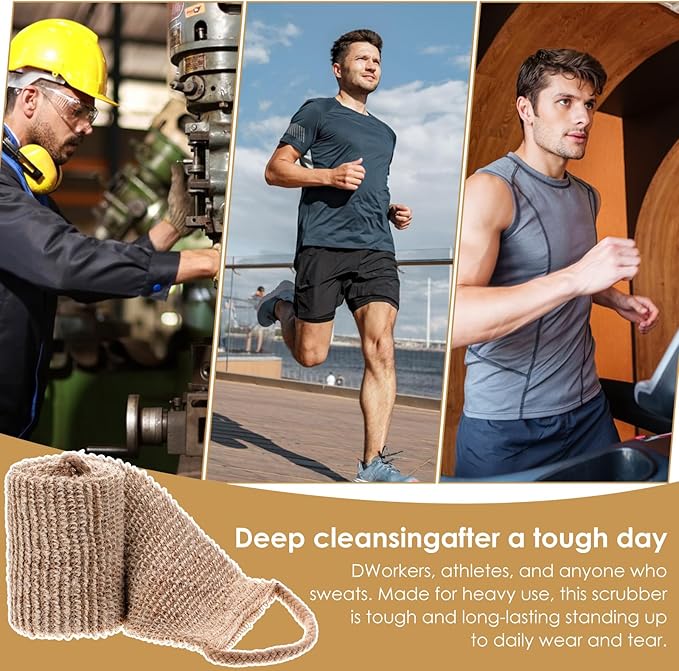 Wanmu Extra Rough Exfoliating Back Scrubber, Large Natural Exfoliation Washcloth, Long Durable Body Scrubber for Men Women Workers Athletes Daily Deep Cleansing Shower Bath Wash