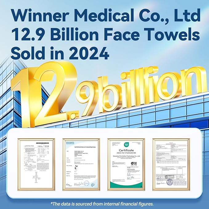 Winner Soft Face Towels, 100% USDA Biobased Facial Towels, Unscented for Sensitive Skin, OEKO-TEX Certified Face Towelettes Disposable, Makeup Remover Dry Wipes, 300 Count, Pack of 3