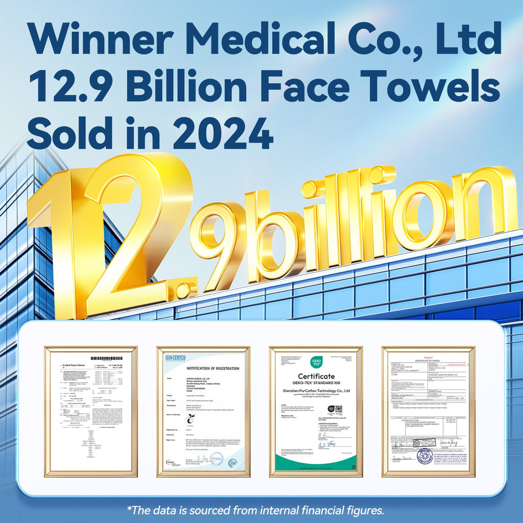 Winner Disposable Face Towels, 100% Cotton, 600 Count (Pack of 6)