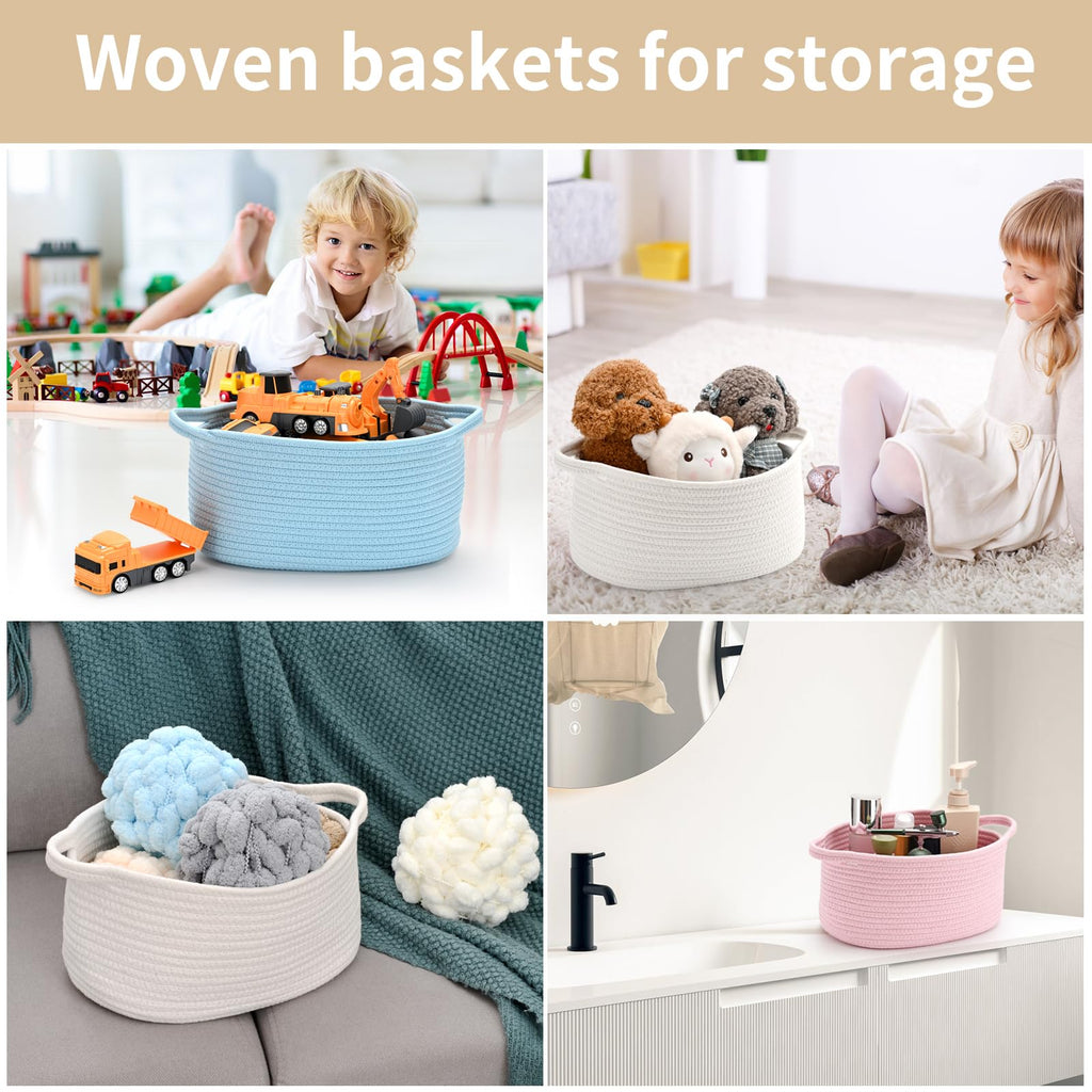 Happyiren Cute Woven Storage Basket with Handle, Baskets for Gifts Empty