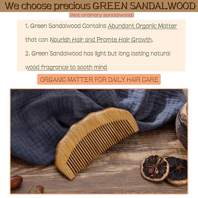 Moreinday Wooden Comb for Hair & Beard, for Scalp Massage & Distribute Oils