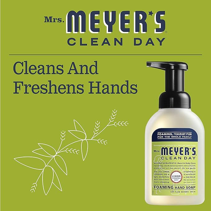 Mrs. MEYER'S CLEAN DAY Foaming Hand Soap, Lemon Verbena 10 Fl Oz (Pack of 6)