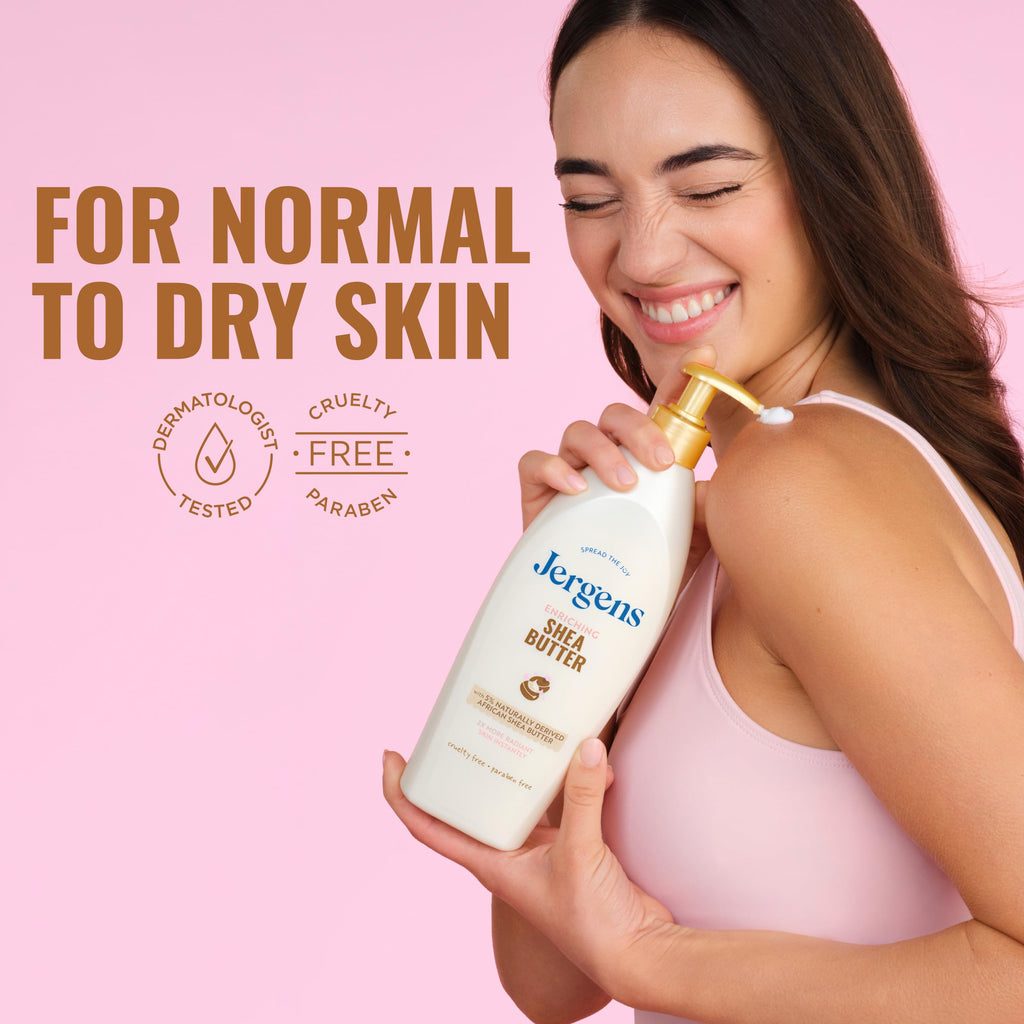 Jergens Shea Butter Body Lotion, Deep Moisturizer for Dry Skin, 16.8 fl oz
