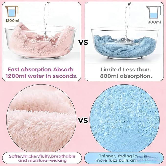3 Pack Microfiber Hair Towel Wrap for Women, Fast Drying Hair Turban with Button, Anti-Frizz Large Hair Towel for All Hair Styles, Soft & Absorbent Hair Drying Towel