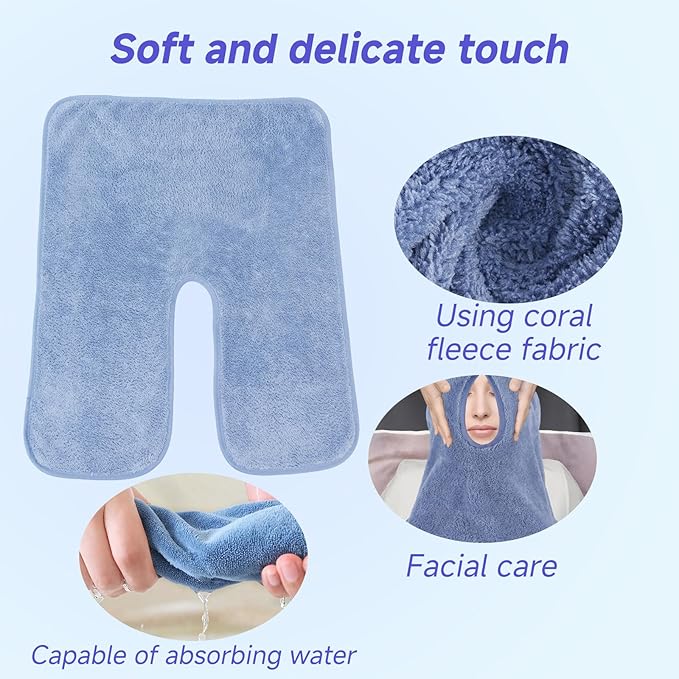 3Pcs Facial Towels for Estheticians, Soft Absorbent Microfiber Soft Spa Towel for Skincare, Massage U Shaped Spa Towel(Blue,3Pcs)