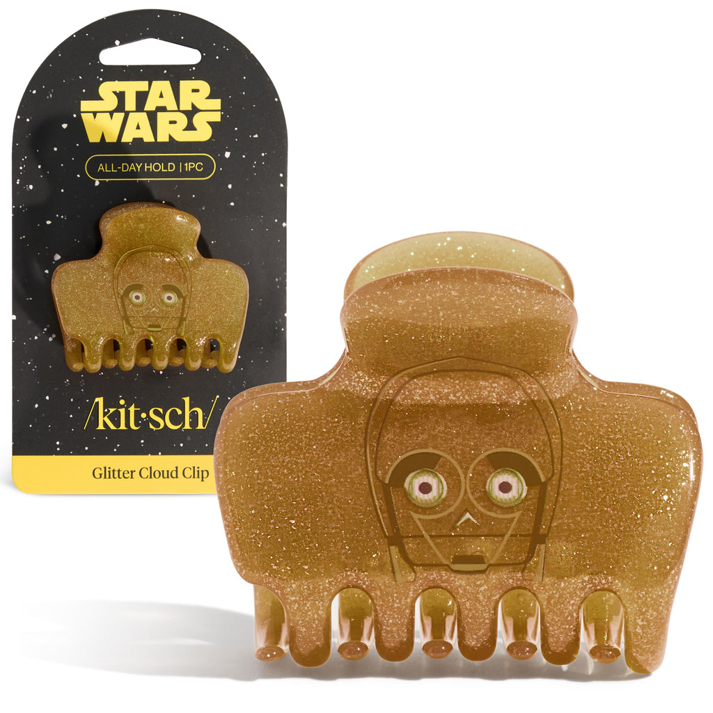 Kitsch x Star Wars C-3PO Glitter Medium Hair Clip for Women – Golden Droid Galaxy-Inspired Claw Clip | Recycled Plastic, Strong Secure Grip | Hair Accessories for Girls, 1pc