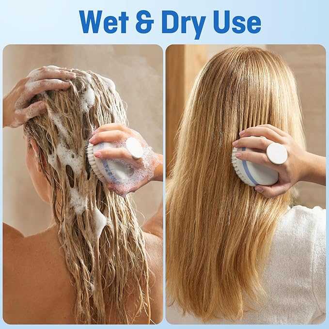 Scalp Massager with Double-Layer Bristles,Anti-Slip Rich-Lathering Hair Washing Shampoo Brush,Curved Scalp Scrubber with Better Head Fit for Dandruff Removal,Wet&Dry Use Scalp Stimulator.