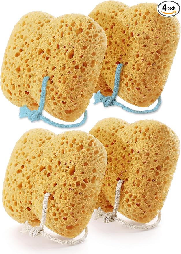 Bathing Sponges, Azymi 4-Pack Shower Sponge for Women Men, Body Wash Sponges with Dense Foam for Gentle & Deep Cleansing, Ultra-Soft for Sensitive Dry Skin