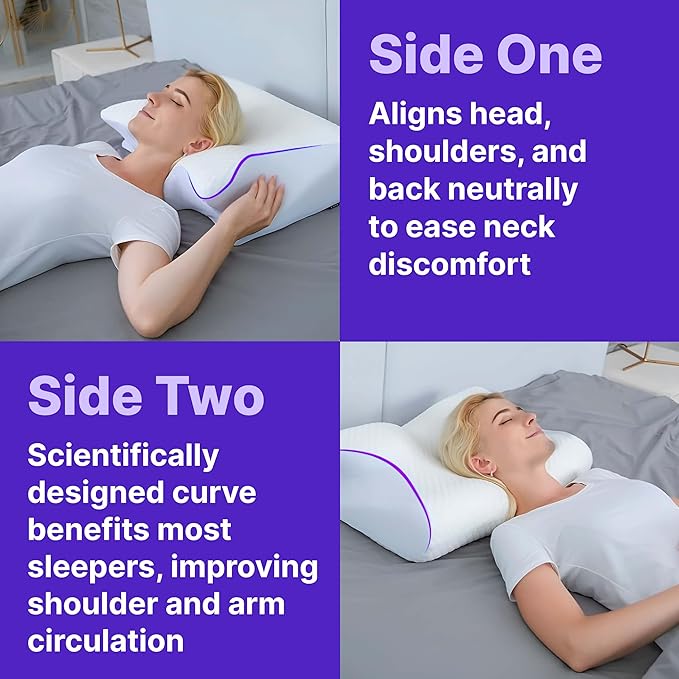 MAAS & BATH Ergo Z Pillow - 2-in-1 Ergonomic Pillow Made for Any Sleep Position, Breathable 100% Memory Foam, Inner Cover, Lightweight, Non-Toxic, Odorless Sleep-Friendly Support