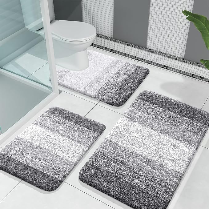OLANLY Microfiber Bathroom Rugs Sets 3 Piece, 30"x20"+24"x16"+24"x20"