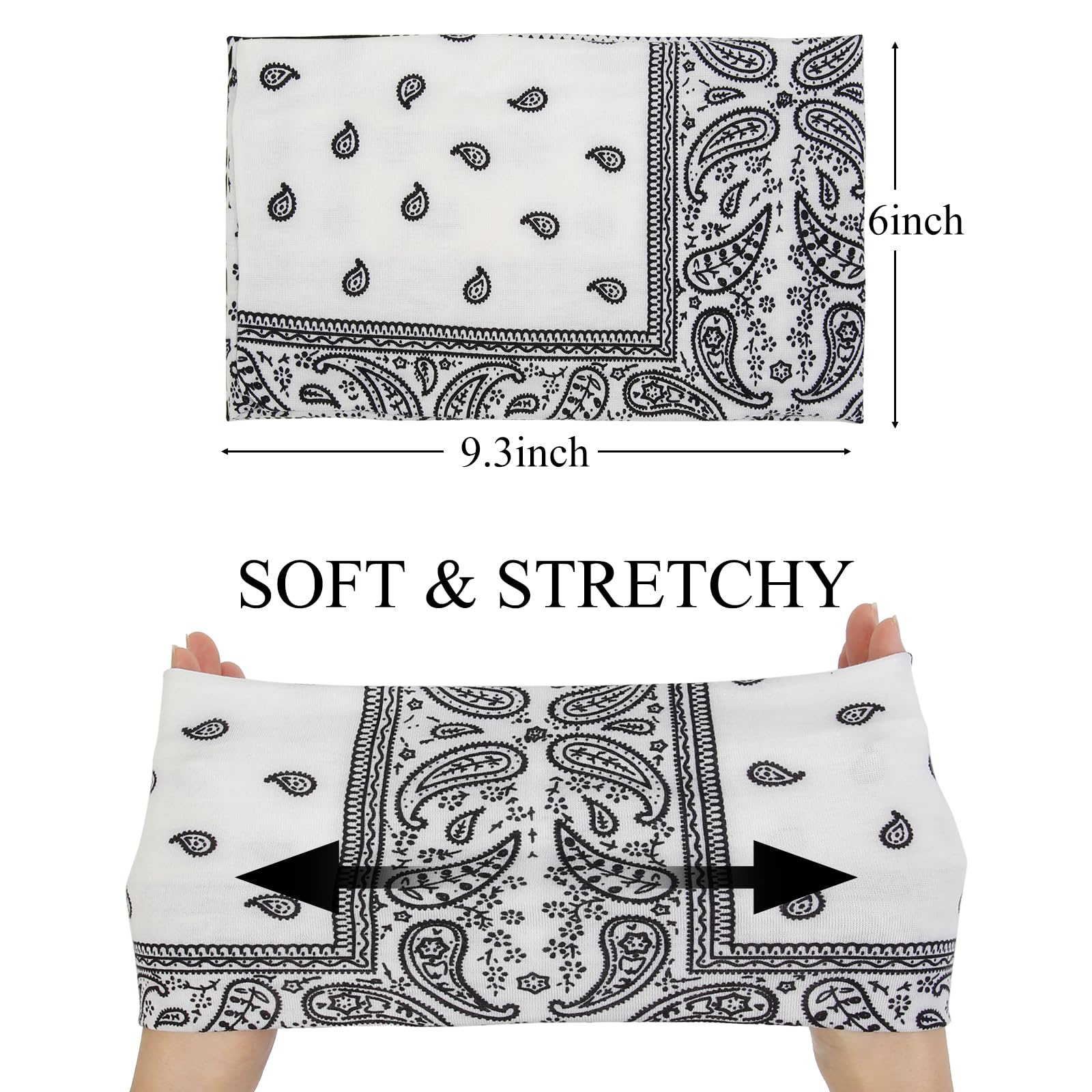 Huachi Bandana Headbands for Women Non Slip, Thick Womens Headbands Boho Elastic Hair Bands for Women's Hair, Stretchy Sweat Headband for Workout Running Working