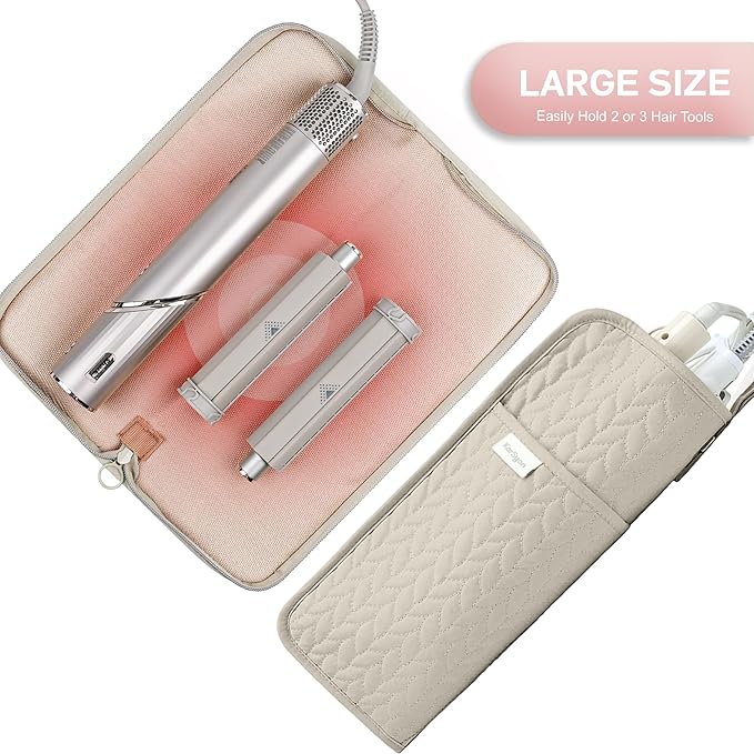 KarSyon Hot Tools Organizer Heat Resistant Mat Case Hair Tools Holder Travel Bag Portable Hair Styling Tools Cover Pouch for Curling Iron,Flat Iron,Hair Straightener (Camel)