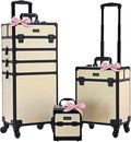 BYOOTIQUE 3-Piece Rolling Makeup Train Case on Wheels Travel Makeup Artist