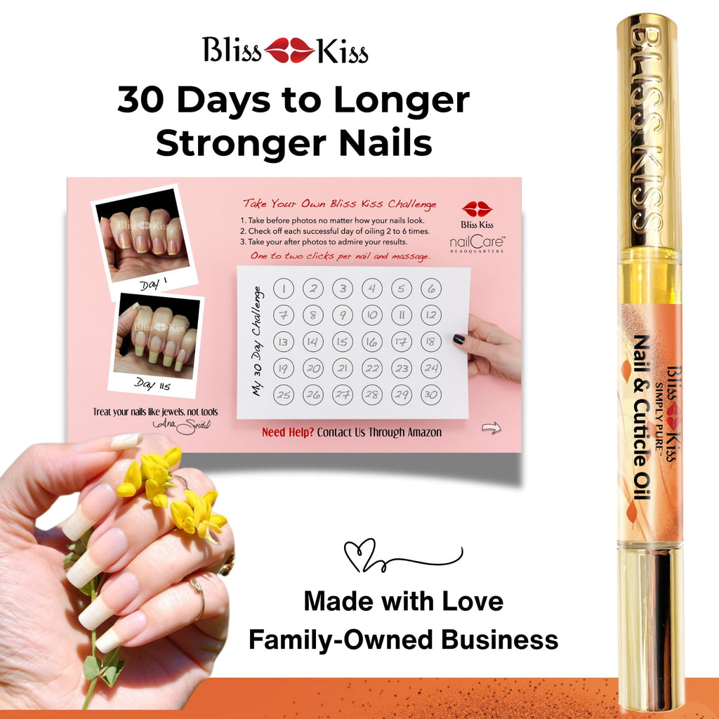 Bliss Kiss | 4 Pumpkin Spice Latte Scent Nail | Oil Cuticle Pen w/Vitamin E & Jojoba⏤Nail Strengthener Nail Growth Serum for Brittle Peeling Breaking Thin Nails