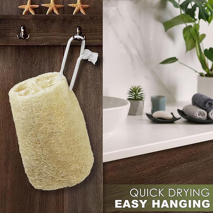 6 Pack Natural Loofah Sponges, 5.1 Inch Long Organic Luffa Bath Sponge Exfoliating Shower Body Scrubber for Deep Cleaning & Smooth Skin, Natural Real loofah Sponge for Men & Women