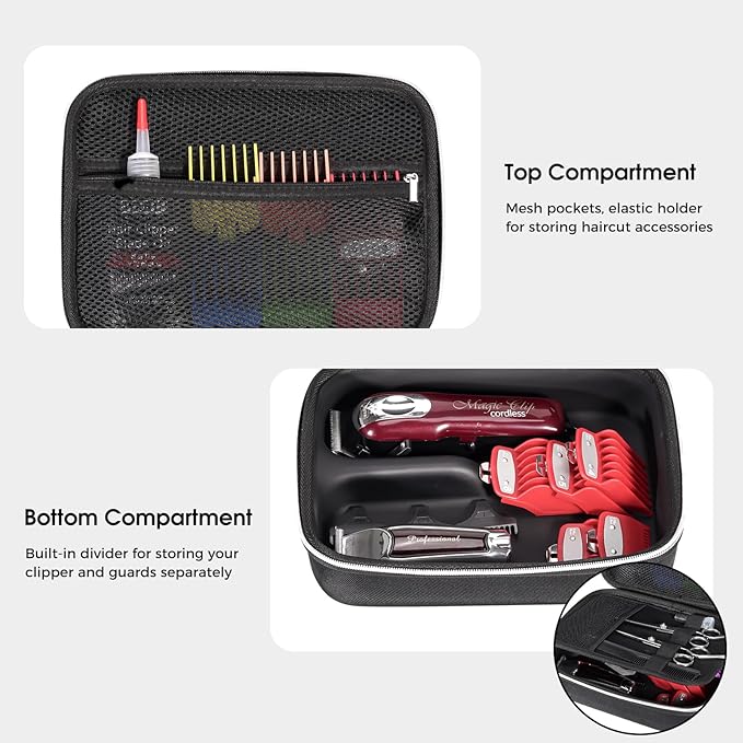 ProCase Barber Case for Hair Clippers Trimmer Razor -Black