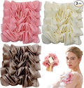 3-Pack Loofah Washcloth Combo 2-in-1, Exfoliating Soap Saver Pouch with Bar Soap Pocket, Reusable Shower Sponge for Body Wash & Smooth Skin, Coffee Brown, Pink, White