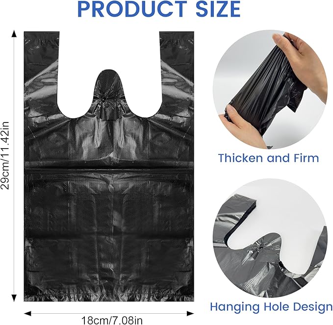 Personal Disposal Bags, Sanitary Napkin Bags Black Little Waste Bags, 200 Pack, Plastic Trash Bags with Handles for Feminine Tampons Hygiene Products
