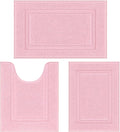 SHACOS Pink Bathroom Rugs Sets 3 Piece Bath Mat U Shaped Toilet Rug
